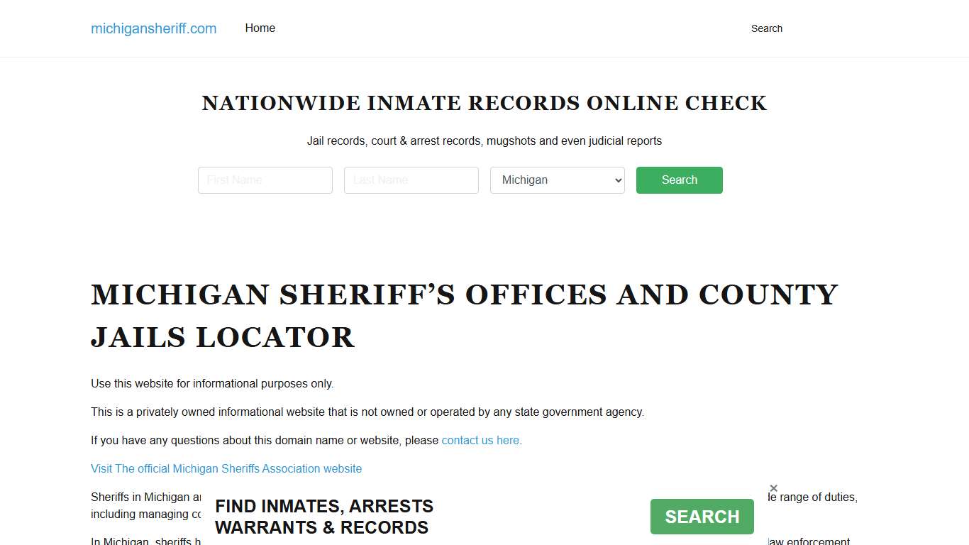 Michigan Sheriff’s Offices and County Jails Locator