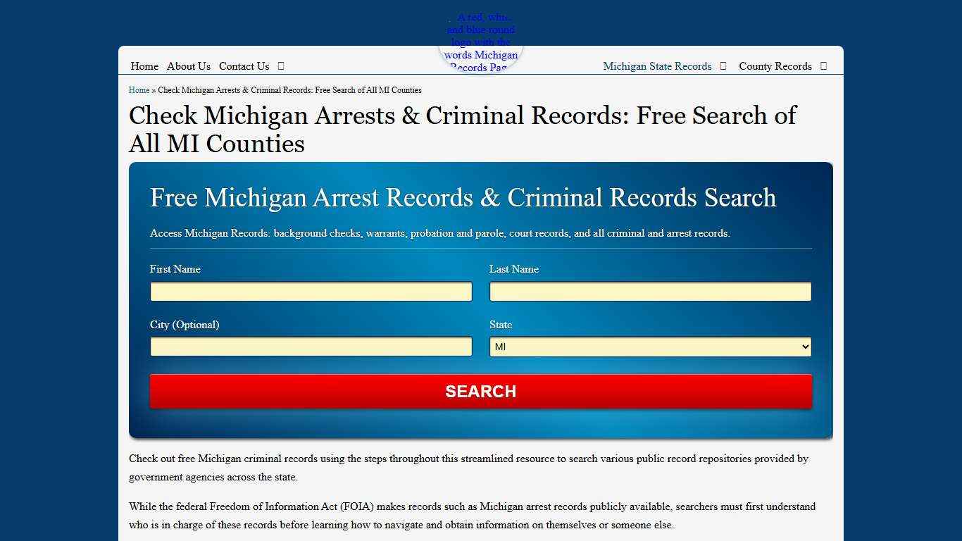 Check Michigan Arrests & Criminal Records: Free Search of All MI Counties
