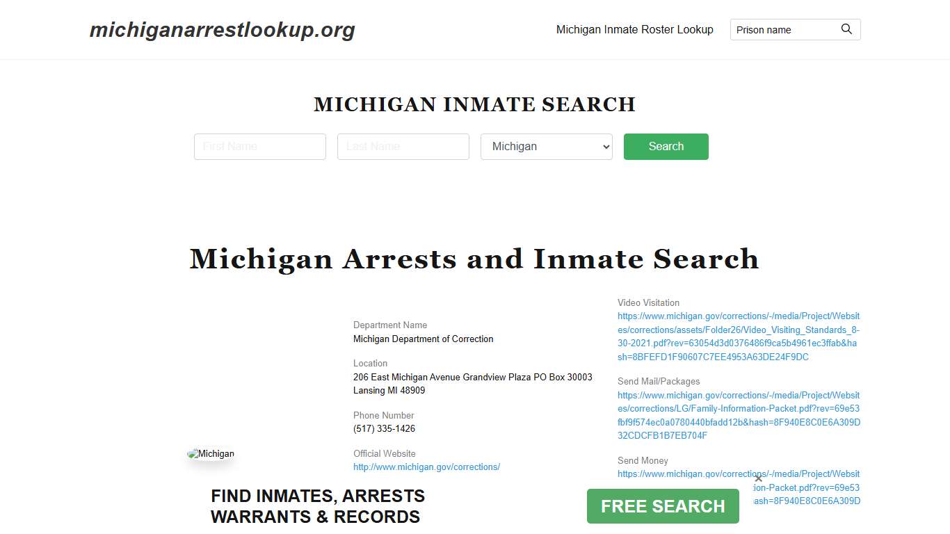 Michigan Arrest Lookup, MI DOC Inmate Roster